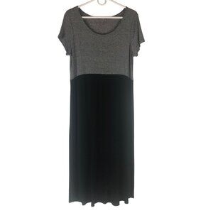 J Jill Wearever Dress Gray Black Maxi Stretch Short Sleeve, Size Medium …